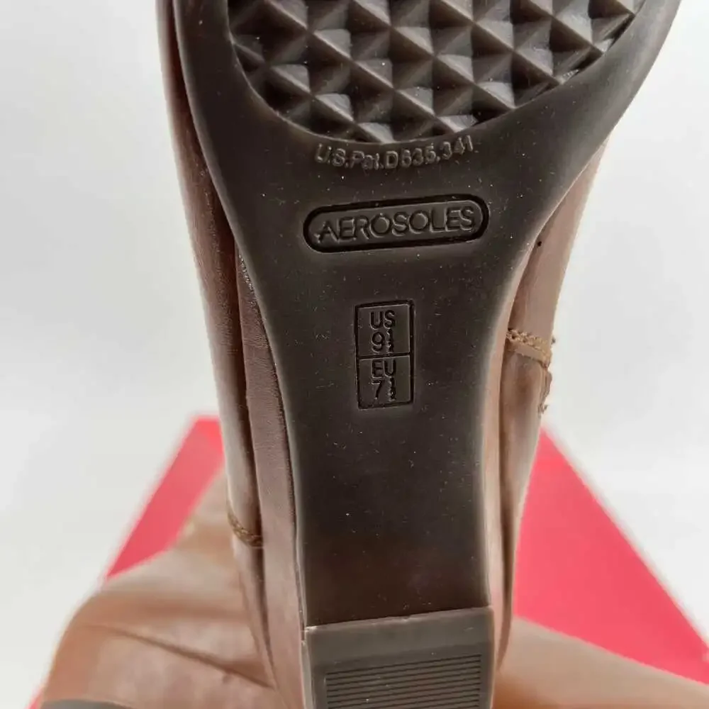 AEROSOLES Brown Wedge Over the Knee Boots | Size 9.5